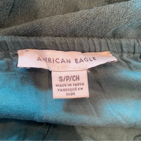 Women's American Eagle teal green cropped button tank - Picture 5 of 7